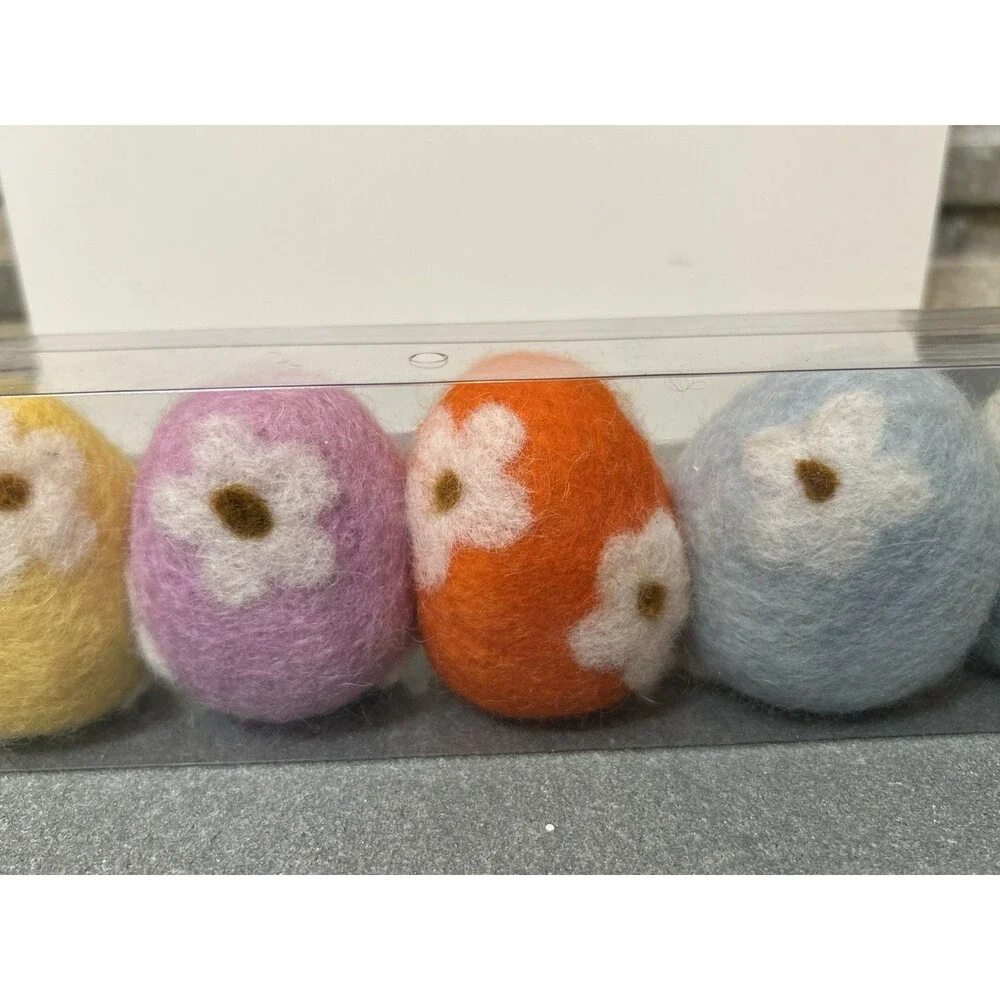 At Home Easter Felt Eggs Figurine Set Of 6 Multicolor Seasonal Decor